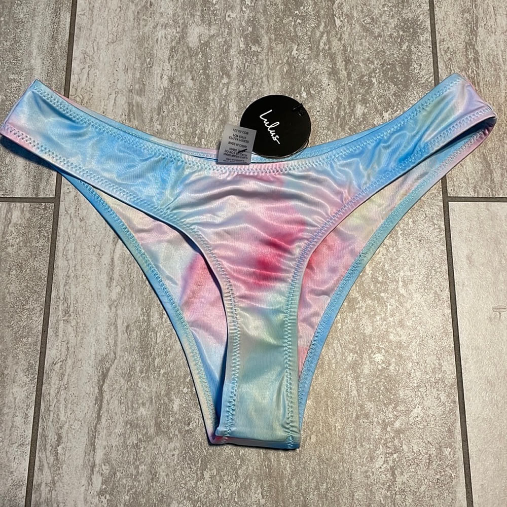 Lulu’s Tie dye Rainbow Colors Swim Bikini Bottom Medium